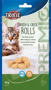 Trixie premio kip & kaas rolletjes voor katten glutenvrij (50 GR)