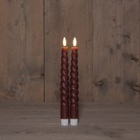 B.O. 2Pcs 3D Wick Antique Pink Swirl Taper Candle kaars 23 cm Rusti Anna's Collection - Annas collection