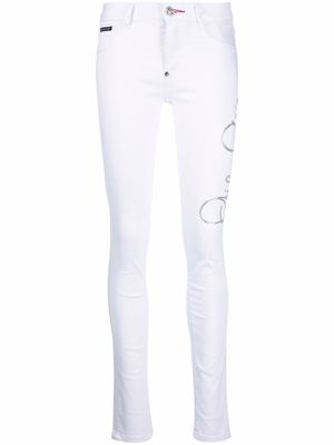 Philipp Plein jean skinny à ornements en cristal - Blanc