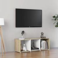 Tv-meubel 107x35x37 cm spaanplaat wit en sonoma eikenkleurig