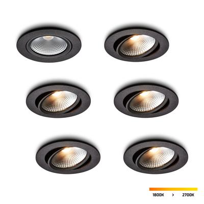 LED-inbouwspot set 6 stuks Cormo zwart 5W dimbaar