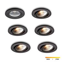 LED-inbouwspot set 6 stuks Cormo zwart 5W dimbaar