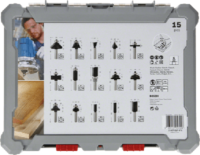 Bosch Accessoires 15-delige gemengde freesset - schachtdiameter 8 mm - 2607017472