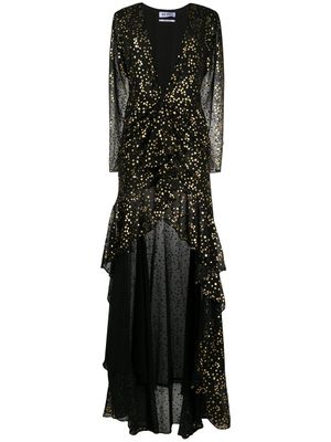 The Attico robe imprimée à ourlet asymétrique - Noir