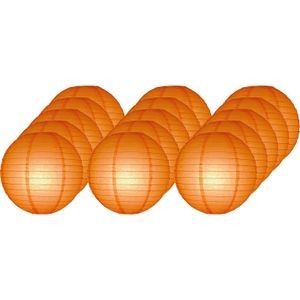 15x Luxe bol lampionnen oranje 25 cm