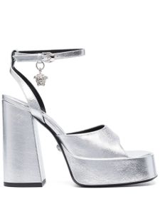 Versace sandales en cuir à plateforme 130 mm - Argent