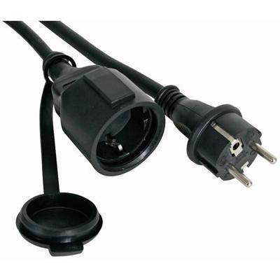 Rubber verlengkabel 5 meter 3G2.5 zwart randaarde Rubber verlengkabel 5 meter 3G2.5 zwart randaarde