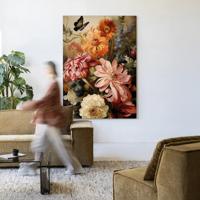Urban Cotton Wandkleed 'Vintage Flowers' 145 x 190cm in Frame - black