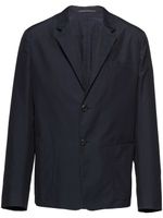 Prada blazer boutonné à patch logo - Bleu