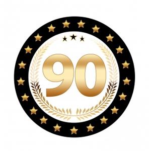 90 jaar tafel versiering bierviltjes/onderzetters - 25x stuks - karton - 90 jarige feestartikelen