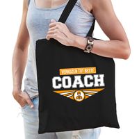 Verkozen tot beste coach katoenen tas zwart voor dames - cadeau tasjes   - - thumbnail
