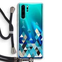 Gekleurde driehoekjes blauw: Huawei P30 Pro Transparant Hoesje met koord