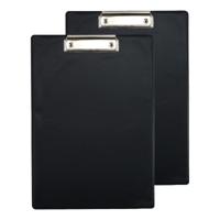 Clipboard/klembord/memobord voor documenten - 2x - zwart - A4 formaat - kunststof