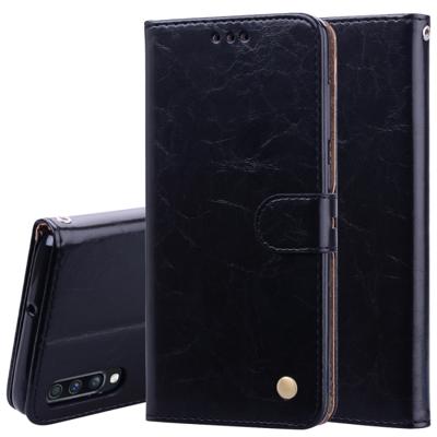 Business Style olie Wax textuur horizontale Flip lederen case voor Galaxy A70 met houder & card slots & portemonnee (zwart)