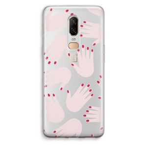 Hands pink: OnePlus 6 Transparant Hoesje