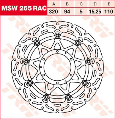 TRW Remschijf, remschijven voor de moto, MSW265RAC