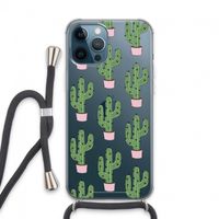 Cactus Lover: iPhone 13 Pro Max Transparant Hoesje met koord