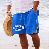 Voor heren Korte broek Zomer korte broeken Strandshorts Vetoketju Trekkoord Elastische taille Brief Comfort Ademend Korte Dagelijks Feestdagen Uitgaan Katoenmix Hawaii Casual Leger Groen Marine Blauw Lightinthebox