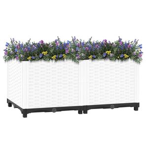 The Living Store Verhoogde Tuinbak - Wit - 80 x 40 x 38 cm - Polypropeen