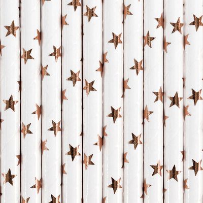 Papieren Rietjes Sterretjes Rosé Goud (10st)