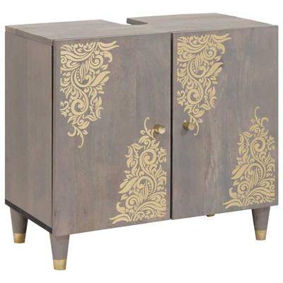 Wastafelkast Grijs 62 x 33 x 58 cm Massief Mango Hout