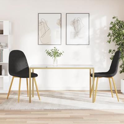 Eetkamerstoelen 2 st fluweel zwart