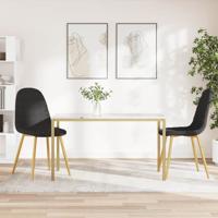 Eetkamerstoelen 2 st fluweel zwart - thumbnail