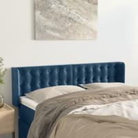Hoofdbord met randen 147x16x78/88 cm fluweel donkerblauw