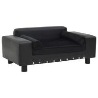 Hondenbank 81x43x31 cm pluche en kunstleer zwart - thumbnail