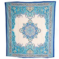 Authentiek Wandkleed Katoen Blauw Bloemen Mandala (240 x 210 cm)