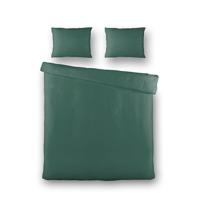 Dekbedovertrek Silk Satin - Eenpersoons (140x200 cm) - Groen Microvezel - Dessin: Effen - Fresh and Co - Dekbed-Discounter.nl