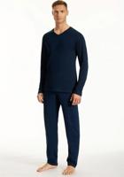 Schiesser Uncover pyjama met V-hals blauw