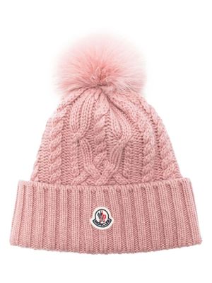 Moncler bonnet à patch logo - Rose