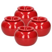 Terras asbak/stormasbak - 4x - rond - keramiek - 16 x 11 cm - rood - Buiten asbakken