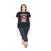 Sarah pop compleet met stopbord 50 jaar t-shirt - Feestdecoratievoorwerp - thumbnail