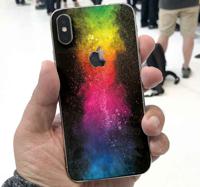 iPhone mobiel stickers Zwart en regenboogplons - thumbnail