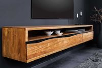 Hangend tv-meubel MAMMUT 160 cm bruin acaciahoningafwerking massief houten boomrand - 43709 - thumbnail