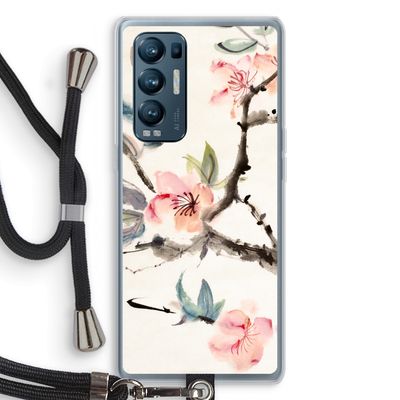 Japanse bloemen: Oppo Find X3 Neo Transparant Hoesje met koord