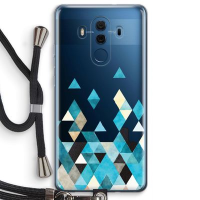 Gekleurde driehoekjes blauw: Huawei Mate 10 Pro Transparant Hoesje met koord