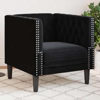 Chesterfield Bank Stoel Zwart 71 x 74.5 x 70.5 cm Fluweel