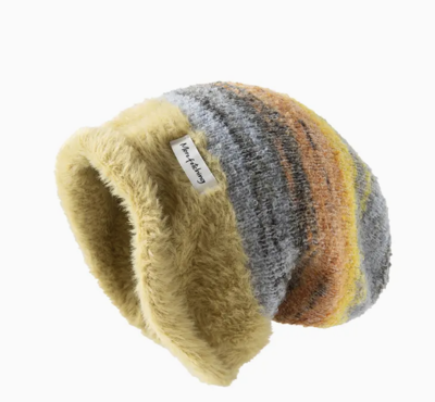 Gebreide Muts Geel Blauw Oranje - Winter - Spiritueelboek.nl