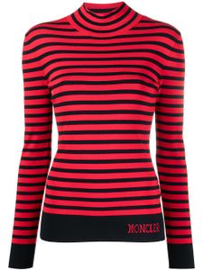 Moncler pull rayé à col montant - Rouge