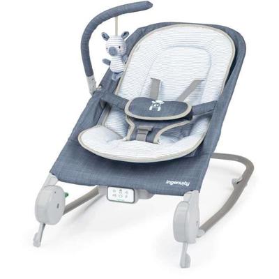 INGENUITY Happy Belly Rock-to-Bounce Seat - Muziek - Trillingen - Verwijderbare activiteitenboog - Zebra knuffel -
