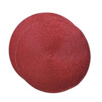 Placemat - Set van 2x stuks - metallic rood - dia 38 cm - rond - onderlegger - kerstdiner/diner plac