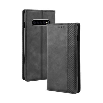 Magnetische Buckle retro textuur horizontale Flip lederen case voor Galaxy S10 PLUS, met houder & kaartsleuven & portemonnee (zwart)
