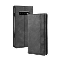 Magnetische Buckle retro textuur horizontale Flip lederen case voor Galaxy S10 PLUS, met houder & kaartsleuven & portemonnee (zwart)