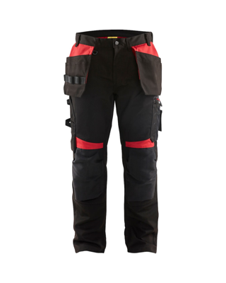 Blåkläder Werkbroek met spijkerzakken 15551860 | Zwart/Rood | Maat D96 - 7330509753330