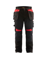 Blåkläder Werkbroek met spijkerzakken 15551860 | Zwart/Rood | Maat D112 - 7330509753262