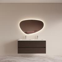 Badmeubelset BWS Riga met Asia Wastafel Wit 120 cm Bruin Eiken