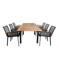 Panama tuinmeubelset tafel 90x152/210cm en 6 stoel Dallas zwart, naturel.